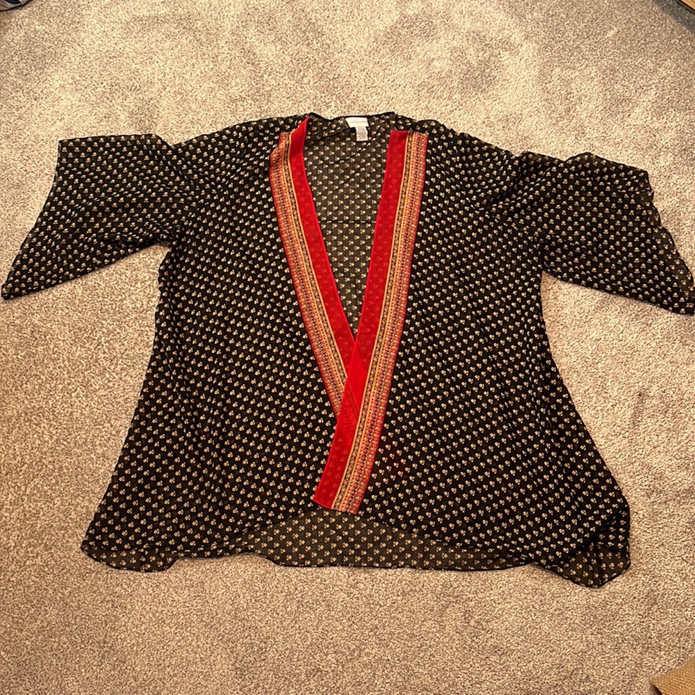 Black gold and red duster with sleeves